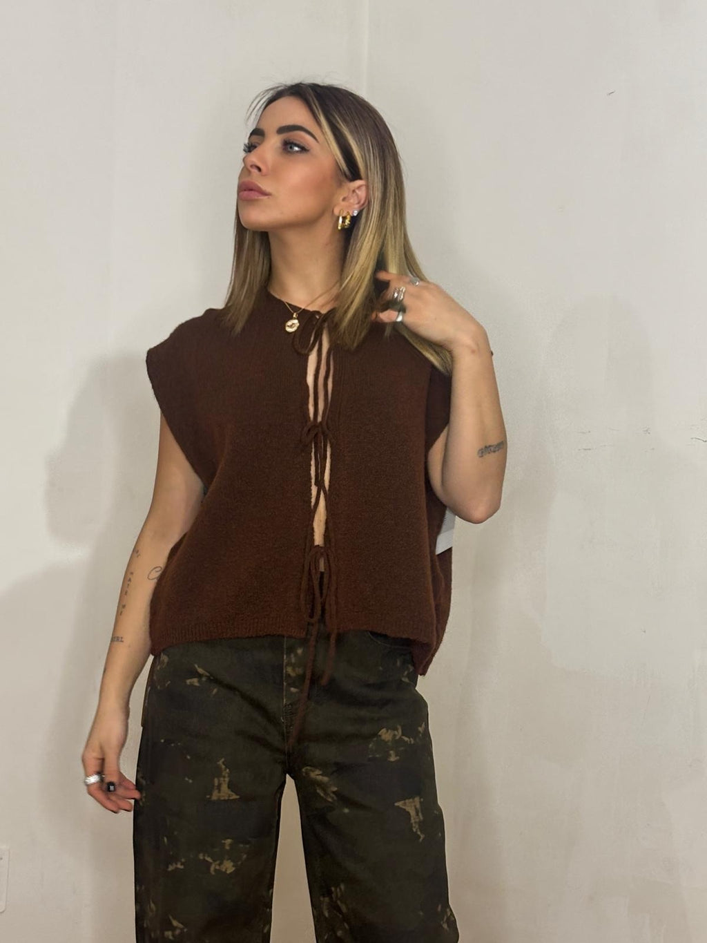 GILET FIOCCO DARK BROWN