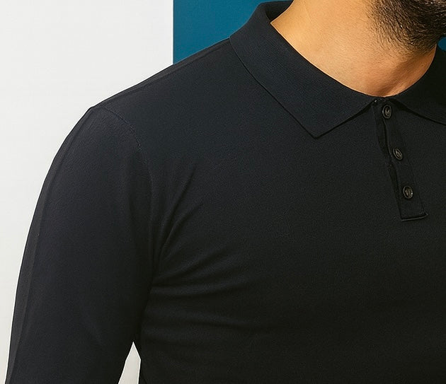 Polo Tre Bottoni ML Black