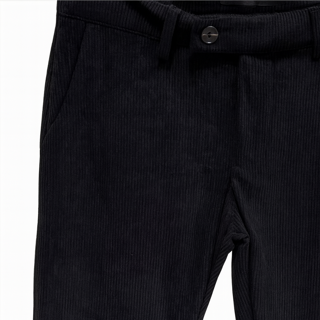 Pantalone Velluto Regular Black/White