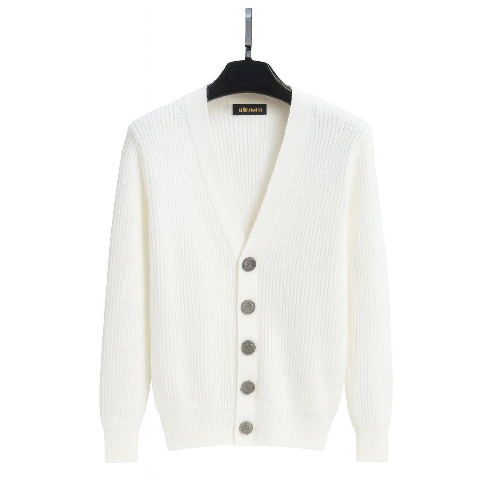 Cardigan Botton Wood Green/White